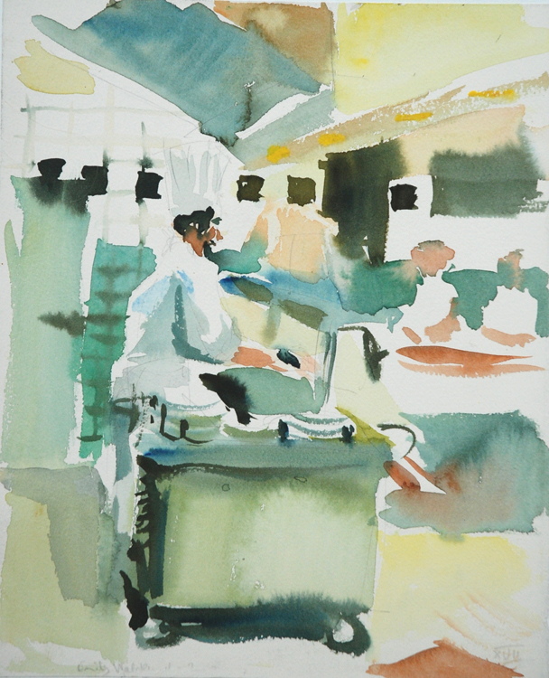 Self service 1, aquarelle, 26 x 32 cm